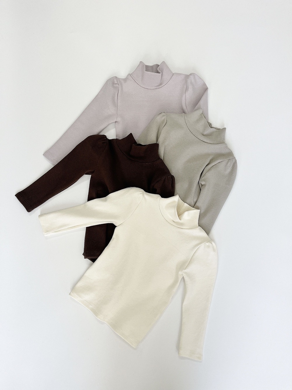 純色拋袖高領棉TEE